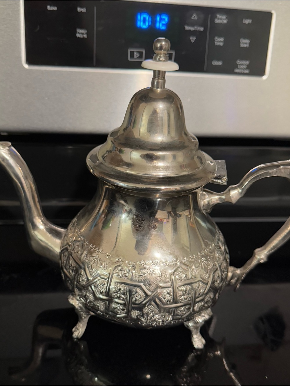 Vintage Moroccan Teapot Hand Engraved Tea Pot Mint Tea Decor Rare Carved Antique